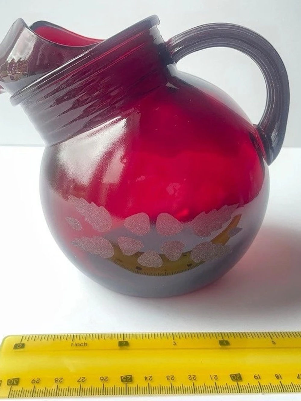 Anchor Hocking Royal Ruby Tilt Ball Pitcher Red & Multicolor